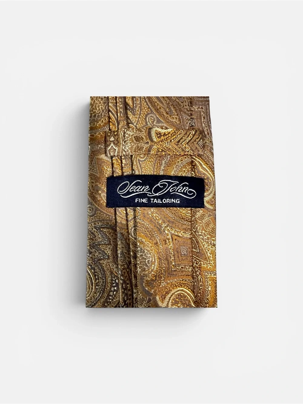 Sean John Fine Tailoring 100% Silk Yellow/Gold Paisley Necktie